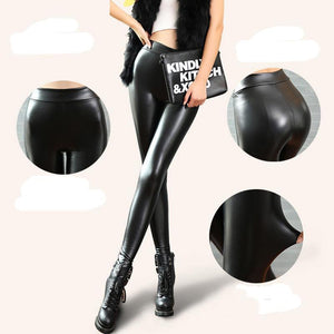Chic Leather Velvet Leggings